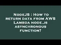 NodeJS How to return data from AWS Lambda node js asynchronous function