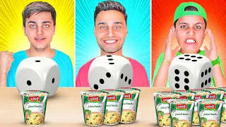 تحدي الأكل على حسب حجر النرد اندومي دجاج مقرمش 