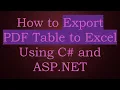 How to Export PDF Table to Excel Using C and ASP NET