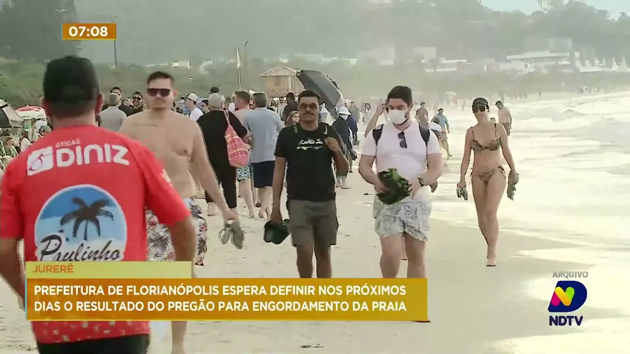Obras de engordamento da praia de Jurerê, em Florianópolis, devem terminar antes da temporada