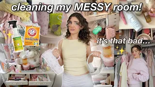cleaning my MESSY room *EXTREME* to reset my life🫧🎀