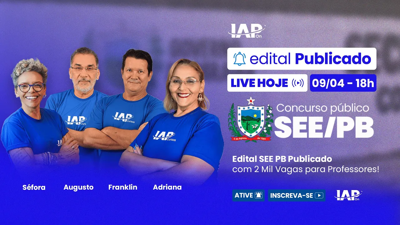 Edital SEE PB Publicado com 2 Mil Vagas para Professores!