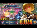 22 Kills!! OP LifeSteal Julian Instant Kills Enemies!! - Build Top 1 Global Julian ~ MLBB