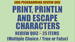 Java print println and Escape Sequence Review Quiz Java Programming Tutorial Series