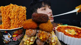 불닭볶음면 & 명랑더블치즈스틱 & 인기폭탄세트MZ스타일 & 엽떡 환상조합 FIRE NOODLES & CHEESE STICK & HOTDOGS & TTOEK-BOKKI MUKBANG