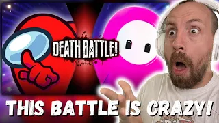 THIS BATTLE IS CRAZY!!! Among Us VS Fall Guys | DEATH BATTLE! (REACTION!!!)