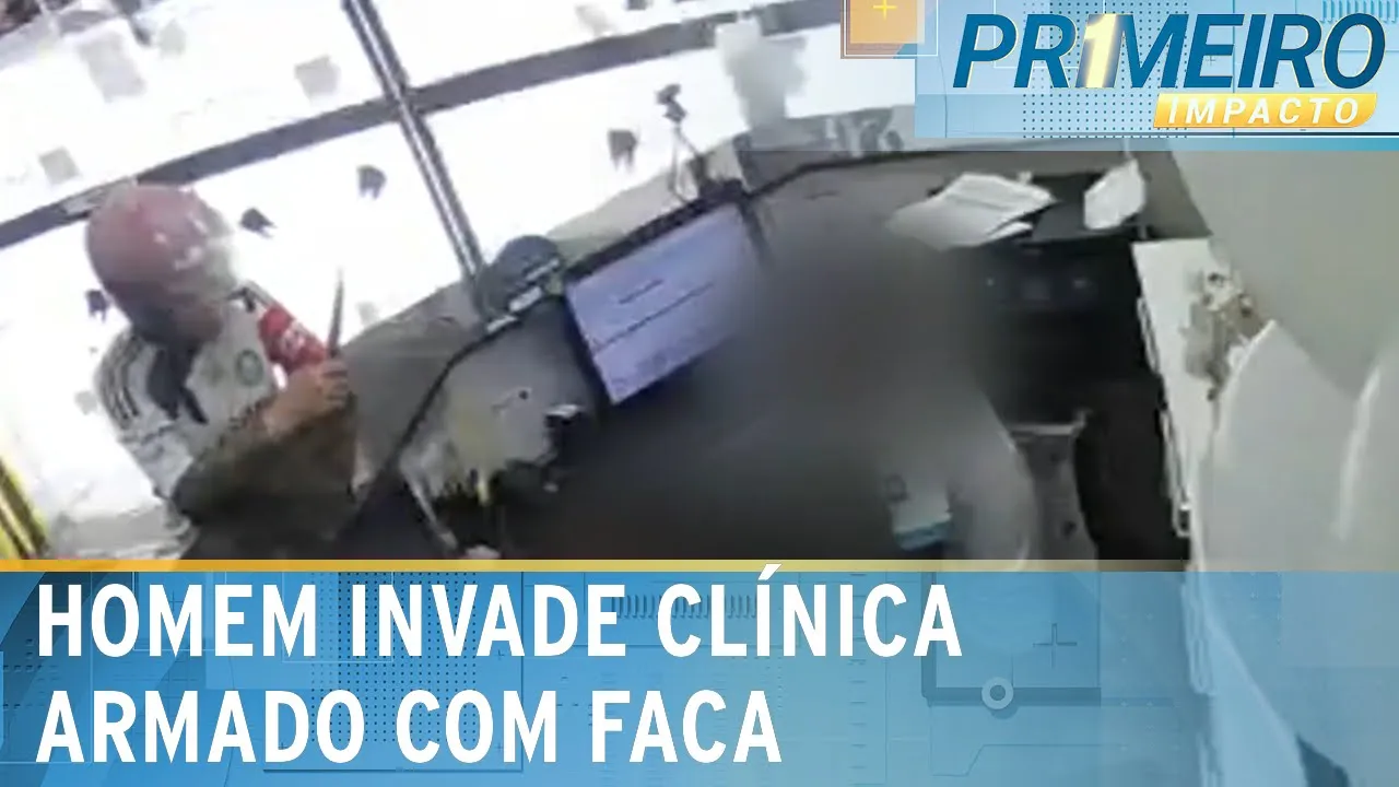Armado com faca invade clínica à procura da ex-namorada | Primeiro Impacto (24/11/23)