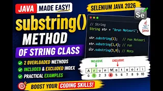 361 substring pre-defined method of String class in Java Selenium Java 2026