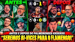 😂 ANTES e DEPOIS dos PALMEIRENSES a REMO 0X1 FLAMENGO e BOTAFOGO 0X0 PALMEIRAS no BRASILEIRÃO!