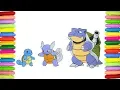 Pokemon coloring pages for kids - Shiny Squirtle Wartortle and Blastoise