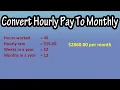 How To Calculate Convert Monthly Salary Earnings Pay From Hourly Pay Rate - Formula Monthly Pay