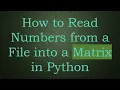 How to Read Numbers from a File into a Matrix in Python