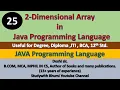 Two dimensional Array in java programming language declaration initialization and instantiation