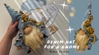 Gnome Denim hat for a gnome Scandinavian gnome DIY Easy way to sew a Gnome Part 1