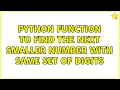 Python function to find the next smaller number with same set of digits