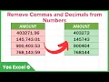 How to Remove Commas and Decimals from Numbers in Excel Using a Formula