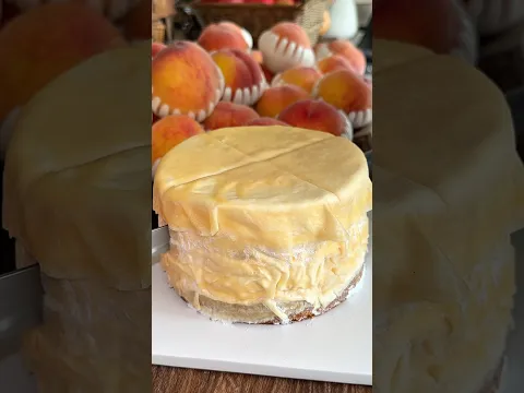 Golden peach crepe cake🍑 #dessert #cake #大好物は高カロリー