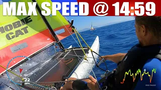 Hobie 16 speed run, high wind sailing multicam with commentary