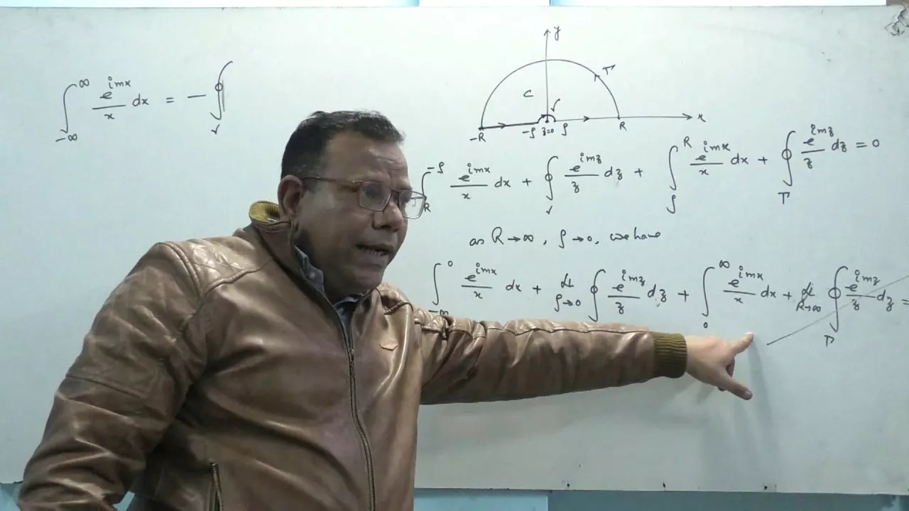 Improper Integrals with Poles on Real axis : Residue Theorem
