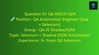 Automation Testing Mock Interview Questions Java with Selenium Real Interview Question 4