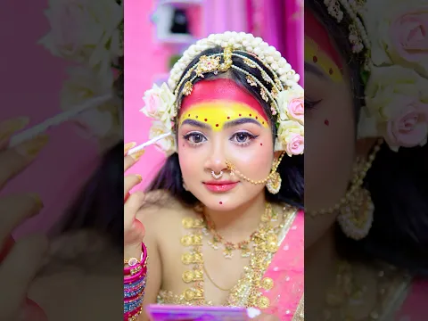Rukmini Mata inspired forehead design 🌸✨Rate My final transformation✨ #janmashtami #radhakrishna