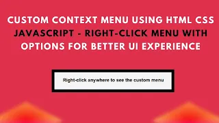 Custom Context Menu with HTML CSS and JavaScript Step-by-Step Guide