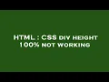 HTML CSS div height 100 not working