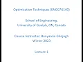 Optimization Techniques - W2023