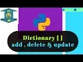 Add Remove Update Dictionary Python Tutorial Hindi