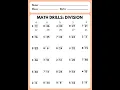 Math Drills Division Worksheet