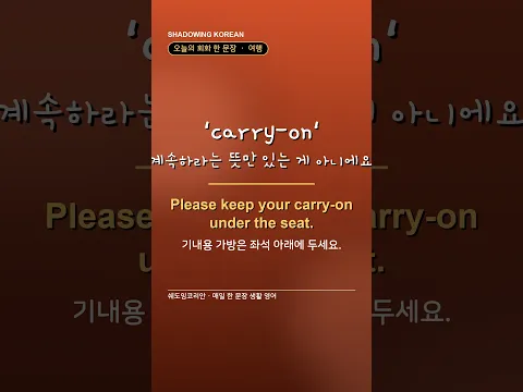 'carry-on', 계속하라는 뜻만 있는 게 아니에요 | 여행 영어 한 문장 #Shorts