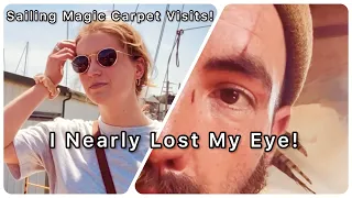 Boat Building Is Dangerous! Good Thing I Was Safety Squinting! Sailing Magic Carpet Visits! SB&H 20