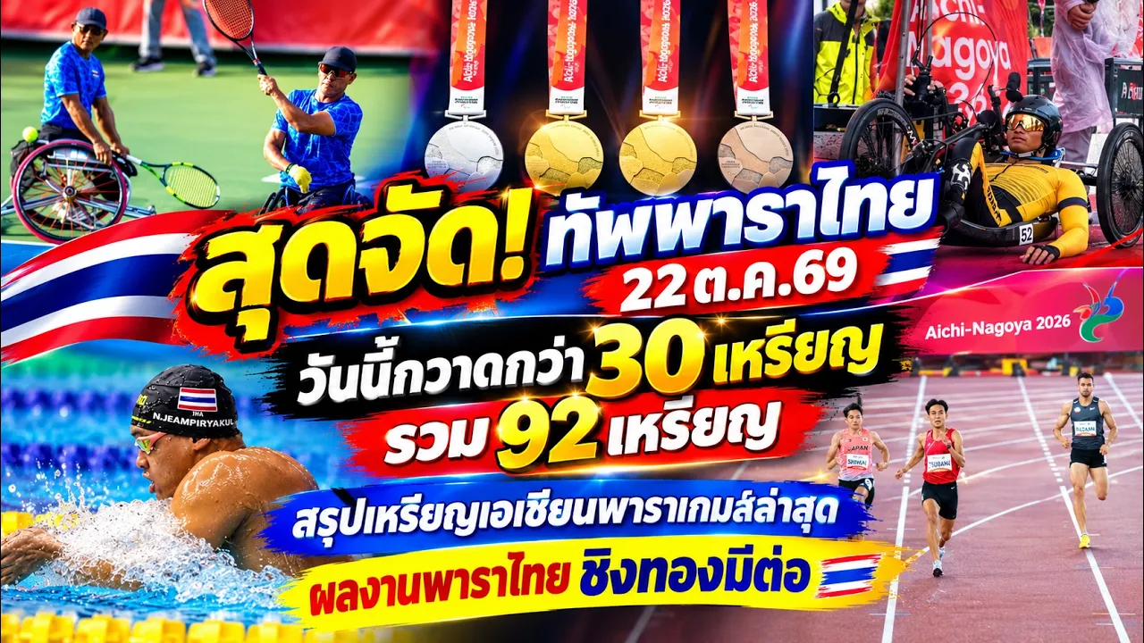 วันนี้22ตค.พาราไทยโกยจุก30เหรียญ รวม92เหรียญ #สรุปเหรียญเอเชียนพาราเกมส์ล่าสุด เข้าชิงทองอีกหลายกีฬา