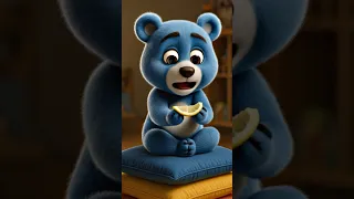 Cute blue bear tries lemon for the first time