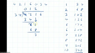 9th long division 4216 divided by 34
