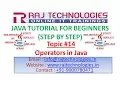 Java tutorial for Beginners 14 Operators in Java Raj Technologies
