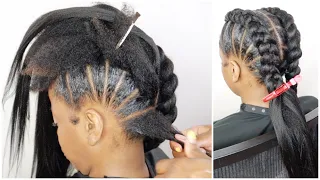 Can t stitch and feed-in braid Try this No crochet TWO EASY BRAIDS Thick natural hair No heat