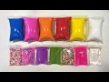 ASMR Giant Slime Mixing Crinkly Plastic Ripping Crunchy Beads No Talking