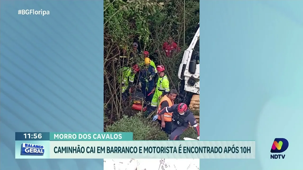 Acidente na BR-101: caminhão cai em barranco e motorista é resgatado após 10 horas