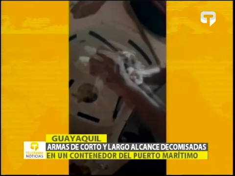 Armas de corto y largo alcance decomisadas en un contendor del puerto marítimo