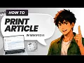How To Print an Article in Wikipedia Tested