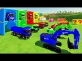 Download Lagu TRANSPOTRING ALL COLORFUL EXCAVATOR, SCANIA XT TIPPER TRUCK TO GARAGE WITH FLATBED TRAILER TRUCK