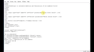 JavaScript to calculate Addition and Subtraction of two numbers