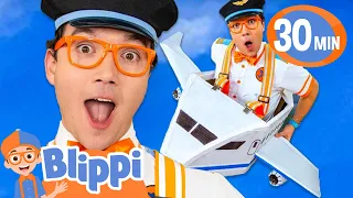 Blippi's High Flying Trip! |  Classic Blippi Adventures | Vehicle Videos for Kids | Moonbug Kids