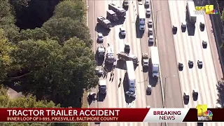 LIVE SkyTeam 11 is over the scene of tractor trailer accident on the Inner Loop of I-695 betwee