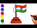 Indian Flag Drawing Coloring Independence Day Special Easy Tiranga Drawing 15 August Art