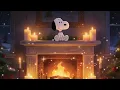 Snoopy Christmas fireplace wallpaper cozy nostalgic silent holiday background ambience