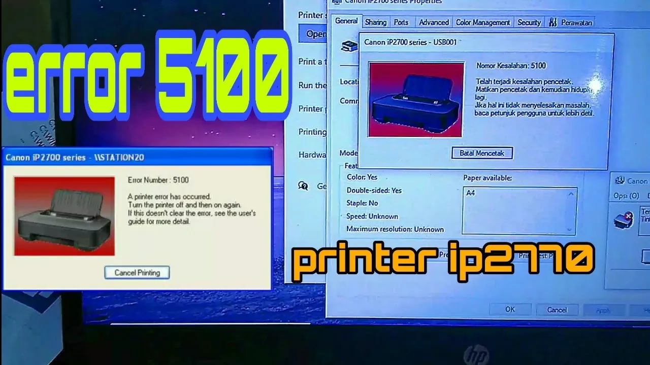 PRINTER CANON IP 2770 BLINK ORANGE 15X. 