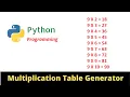 Python Tutorials - Multiplication Table Program
