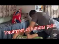An 80-year-old grandmother suffers from lumbar disc herniation and numbness in her feet